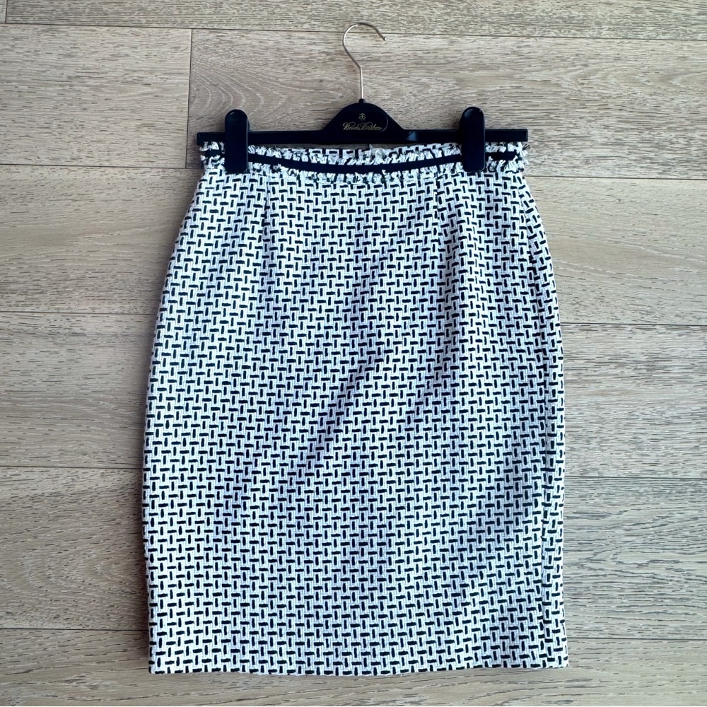 Brooks Brothers Navy and White Tweed Pencil Skirt
